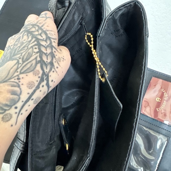 Etienne Aigner Leather Purse -  Black with Gold Hardware - Picture 9 of 16